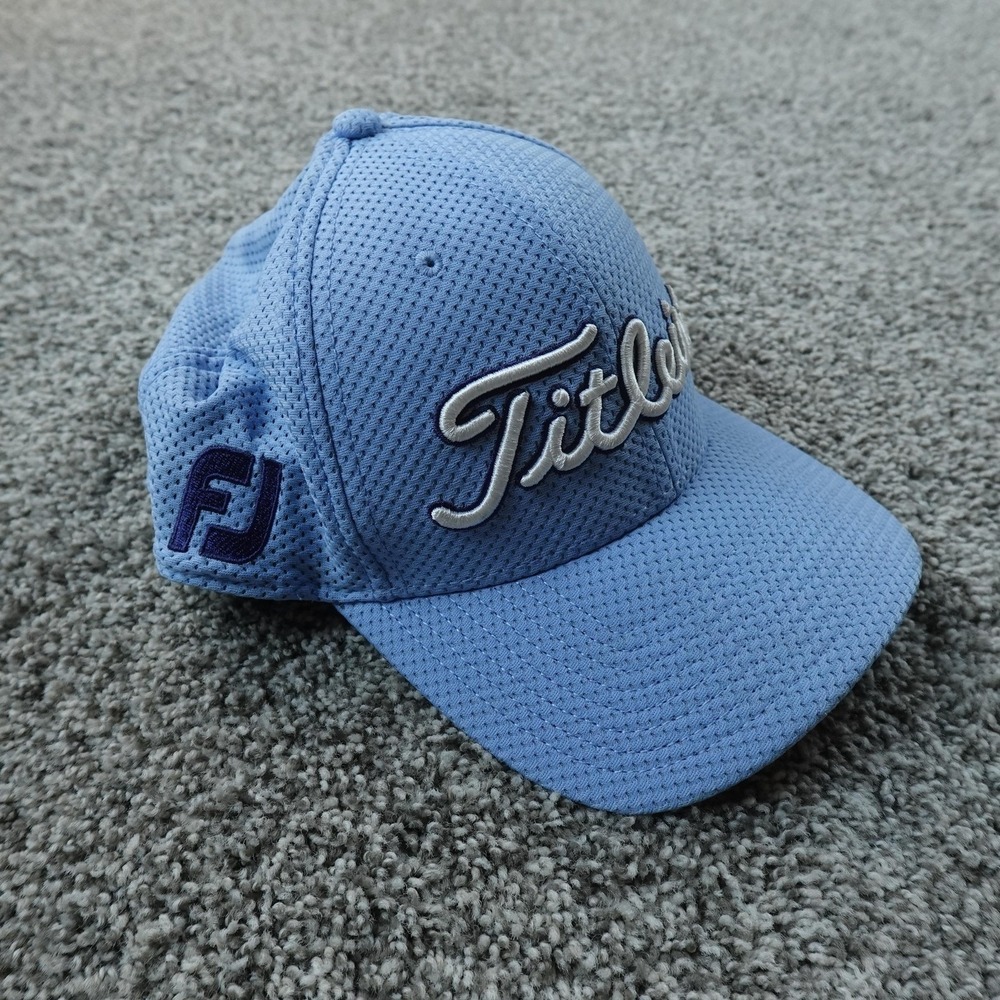 Titleist Hat Cap Fitted Mens L Blue Mesh Pro V1 Golf FootJoy Logo Stretch Flex